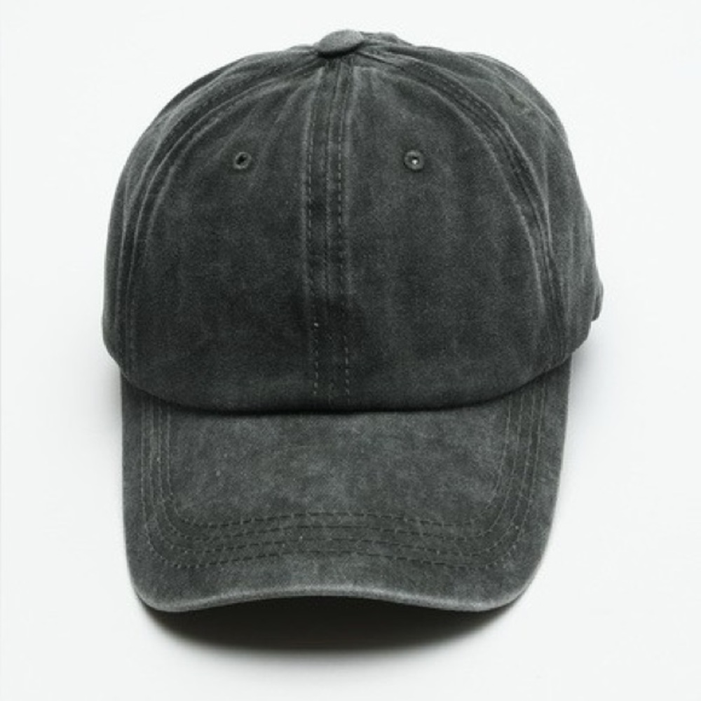 Black Charcoal Baseball Cap One Size Adjustable Vented Holes Strapback